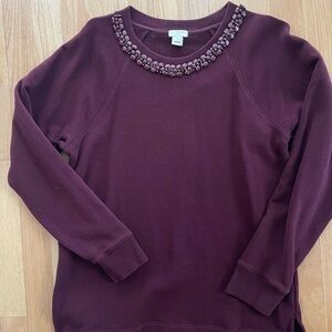 JCrew Burgundy Beaded Neckline Women's Top
Size M